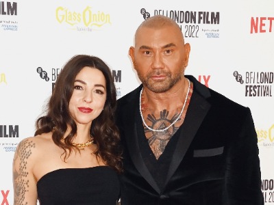 Dave Bautista and his date "Glass Onion: A Knives Out Mystery" European Premiere Closing Night Gala.